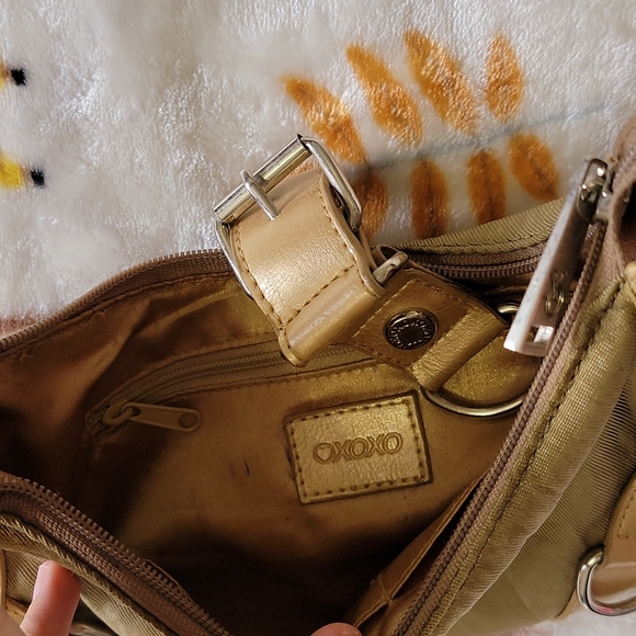 🤎 OLIVE GOLD SILVER VINTAGE Y2K XOXO SMALL SHOULDER HAND BAG - Picture 8 of 8